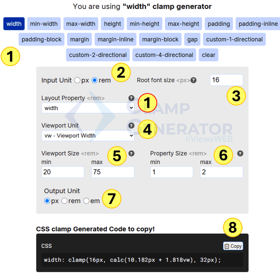 How to use our Layout Spacing & Size clampgenerator Tool