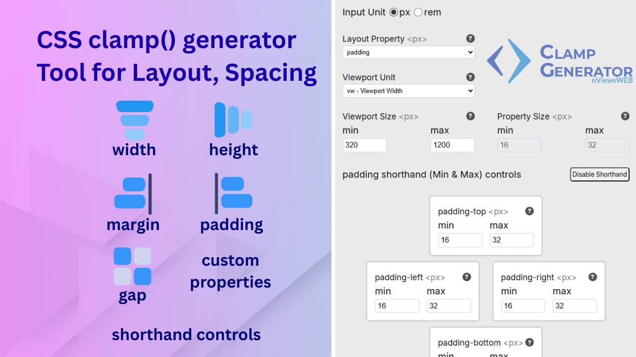 Gap Clamp Generator - Responsive CSS clamp() Calculator